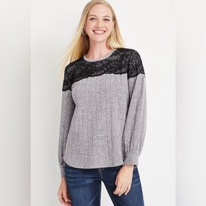 MAURICES new with tag Cozy Lace Trim Ribbed Top size XL